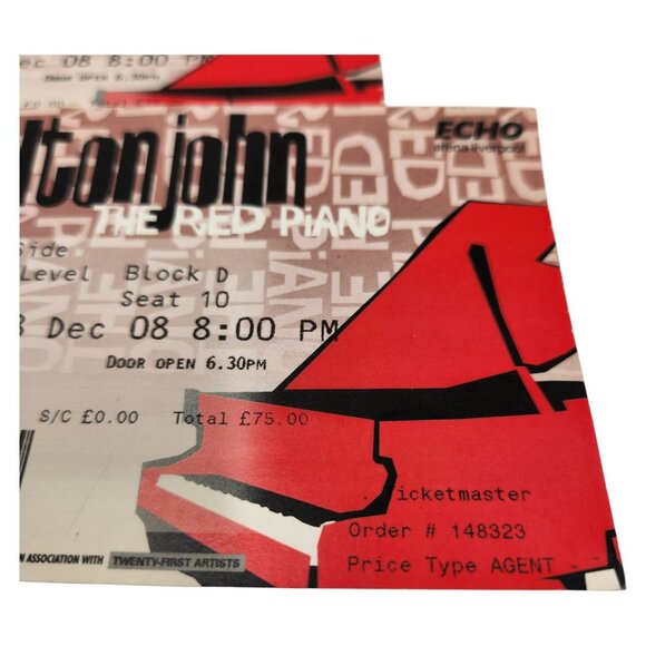 Elton John "The Red Piano" 12/18/2008 Concert Tickets Echo Arena, Liverpool - Picture 3 of 6
